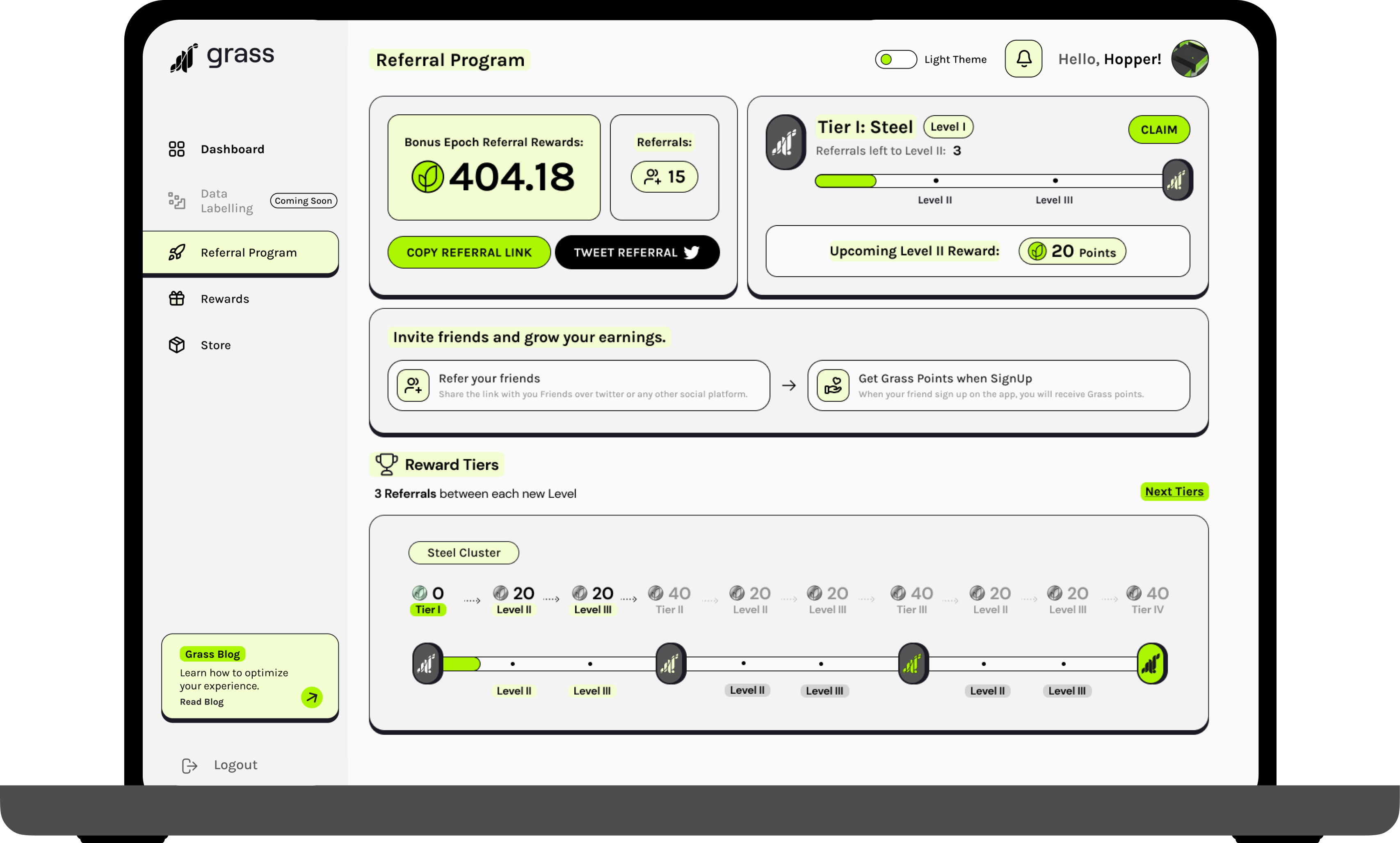 Dashboard preview on laptop